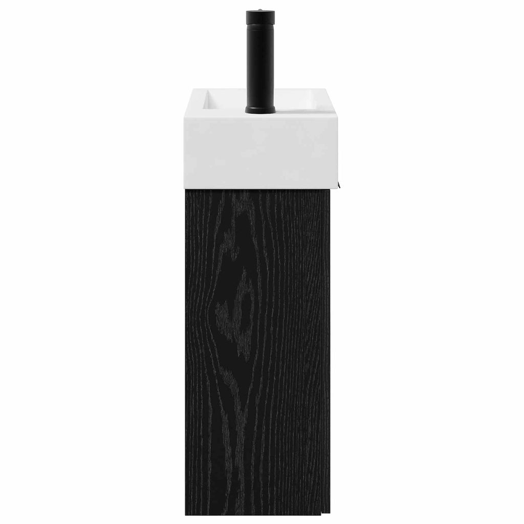 vidaXL Jednostka toaletowa z kranem Czarny dąb 45,5 x 22,5 x 84 cm