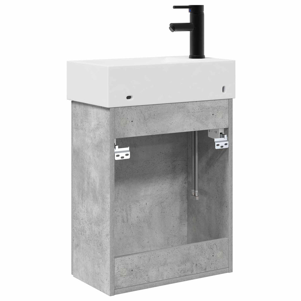 vidaXL Jednostka toaletowa z kranem Betonowy szary 45,5 x 22,5 x 84 cm