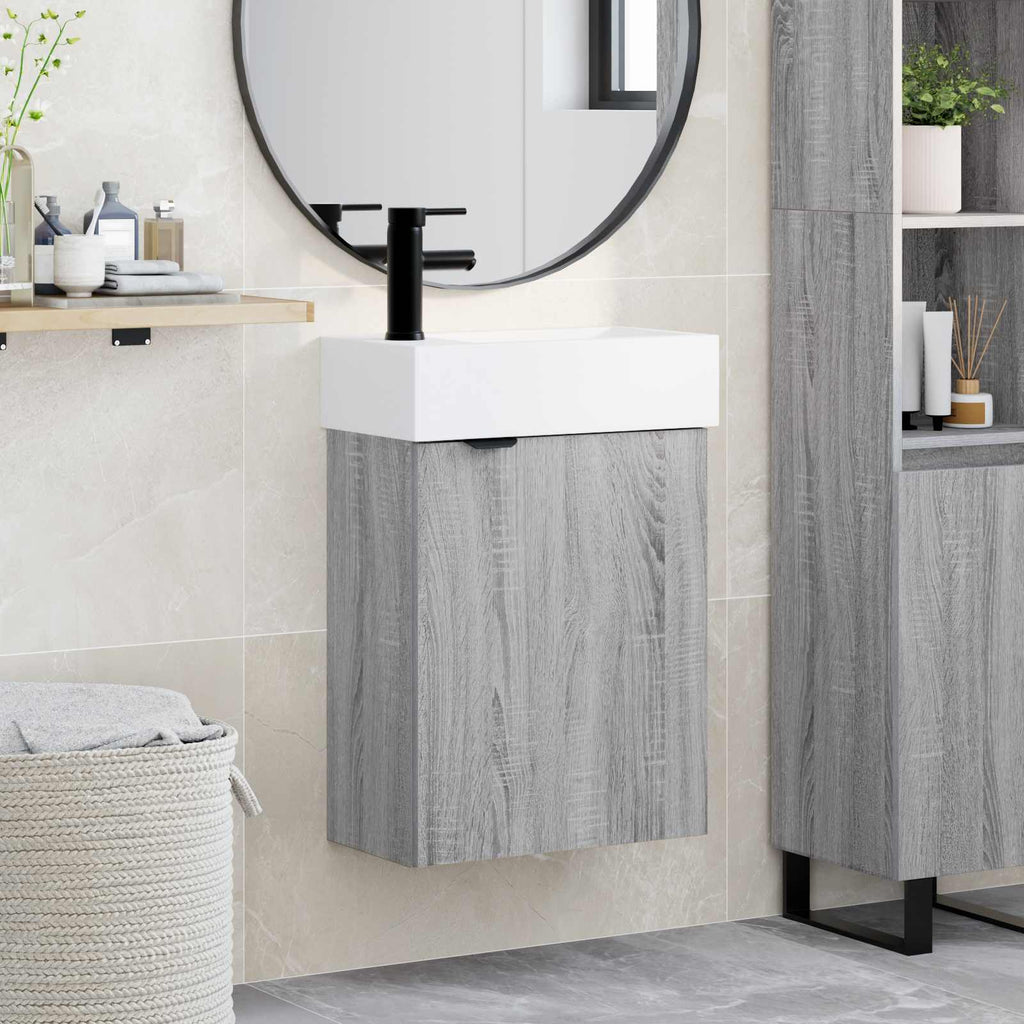 vidaXL Jednostka toaletowa z kranem Szary Sonoma 45,5 x 22,5 x 84 cm
