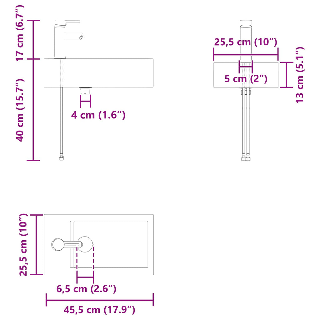 vidaXL Jednostka toaletowa z kranem Stare drewno 45,5 x 22,5 x 84 cm