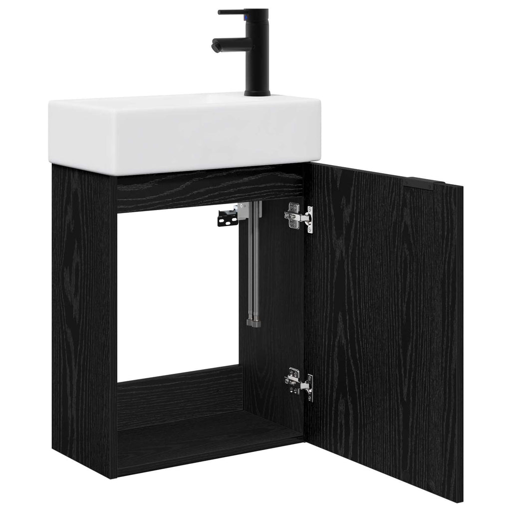 vidaXL Jednostka toaletowa z kranem Czarny dąb 45,5 x 22,5 x 84 cm