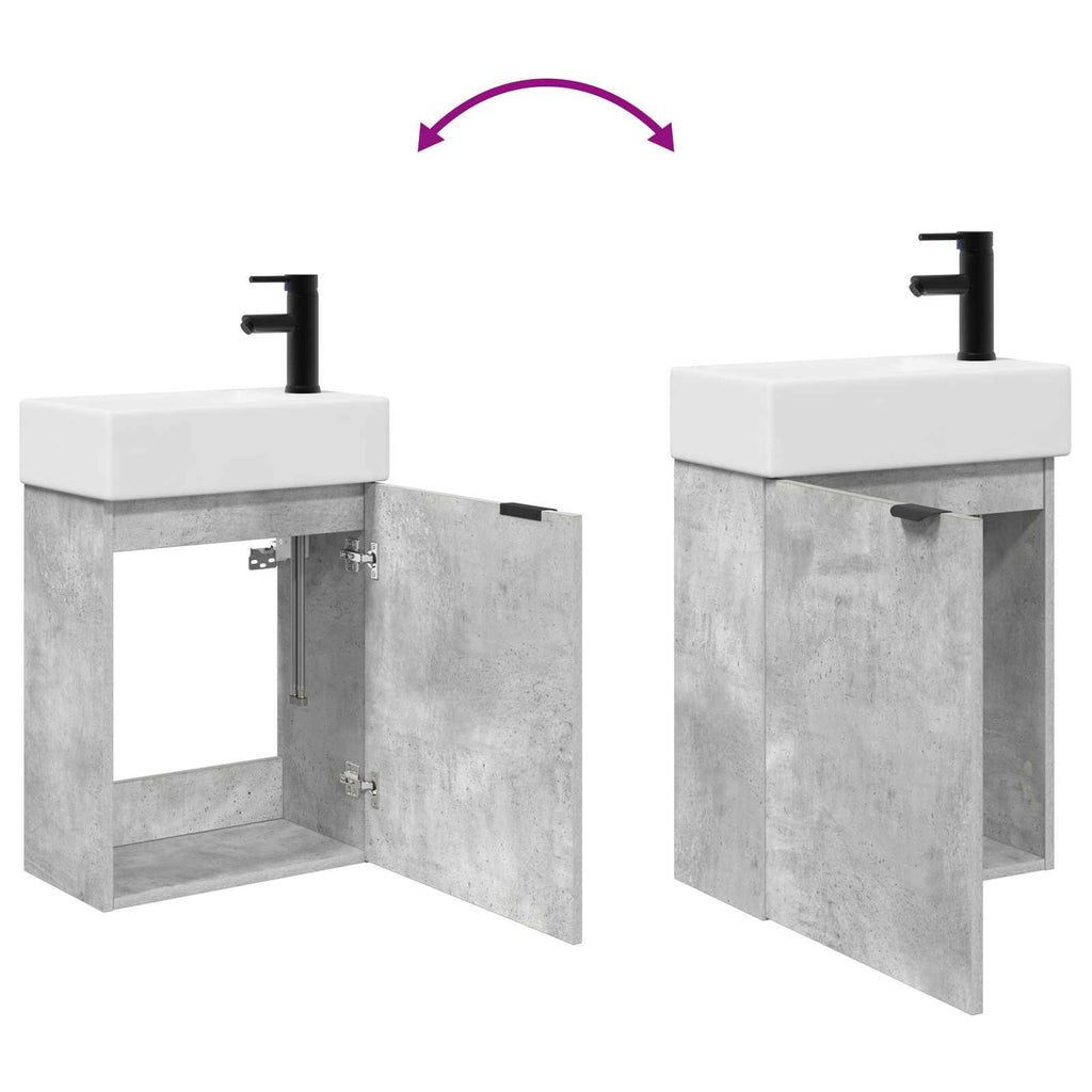 vidaXL Jednostka toaletowa z kranem Betonowy szary 45,5 x 22,5 x 84 cm