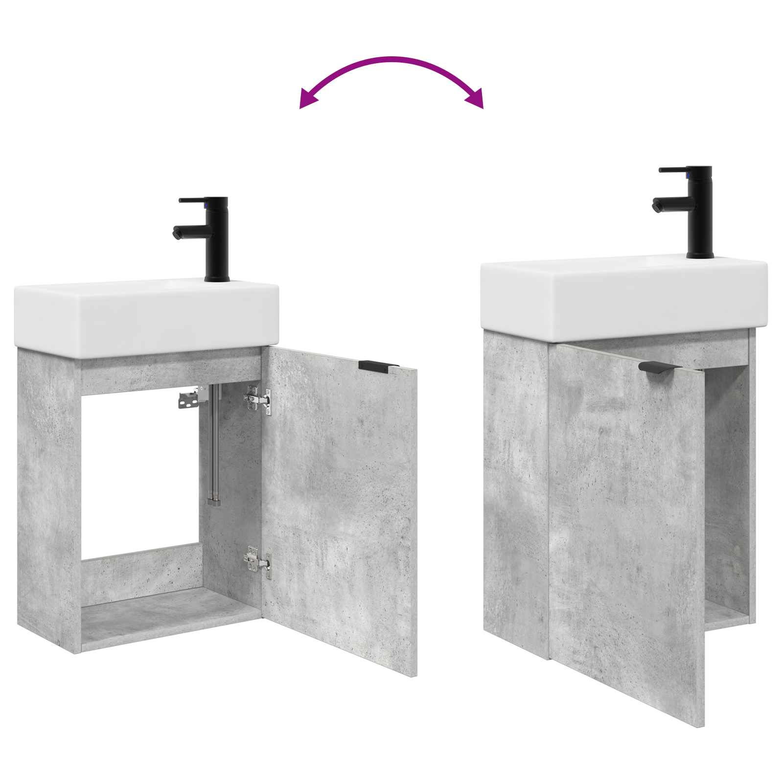vidaXL Jednostka toaletowa z kranem Betonowy szary 45,5 x 22,5 x 84 cm
