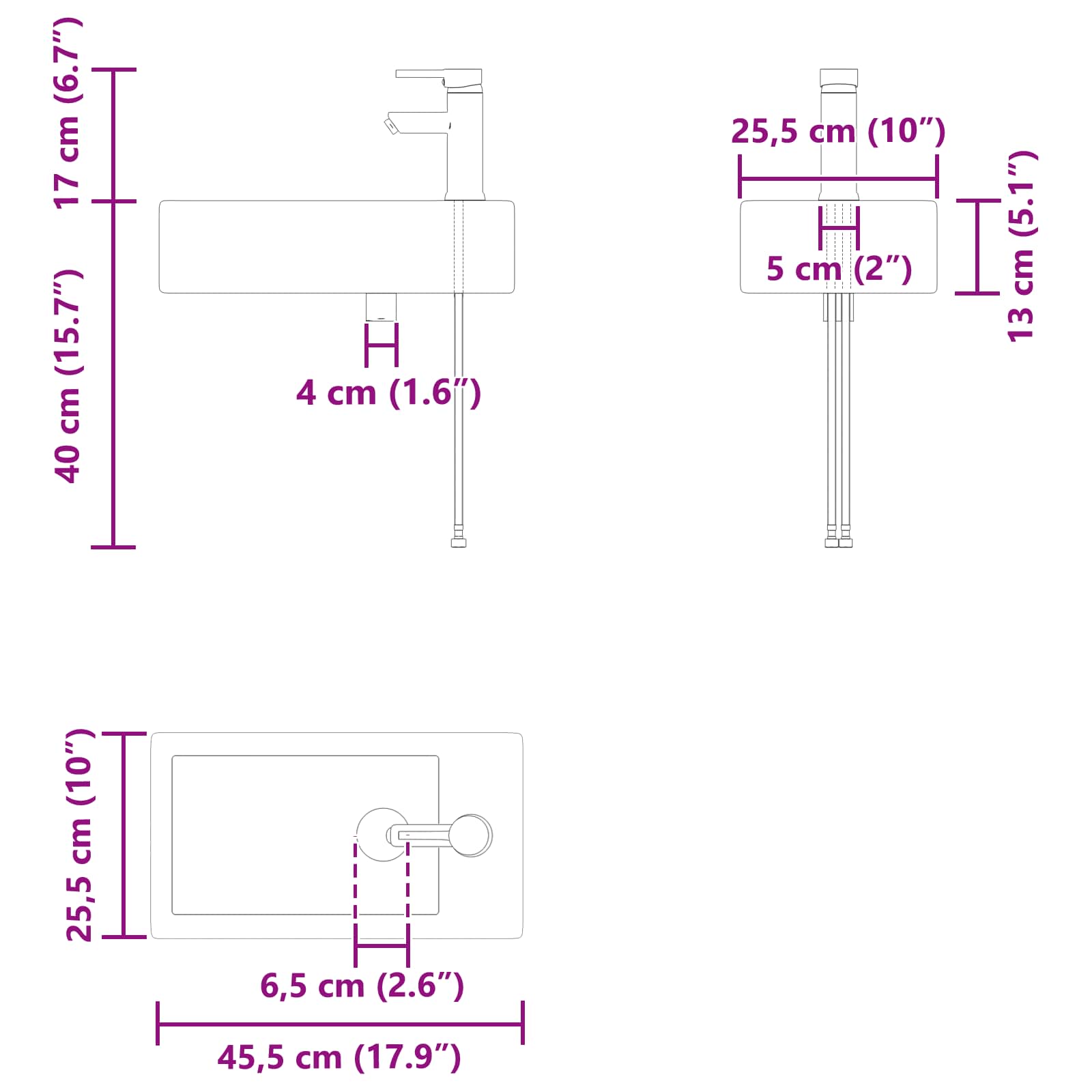 vidaXL Jednostka toaletowa z kranem Dąb wędzony 45,5 x 22,5 x 84 cm
