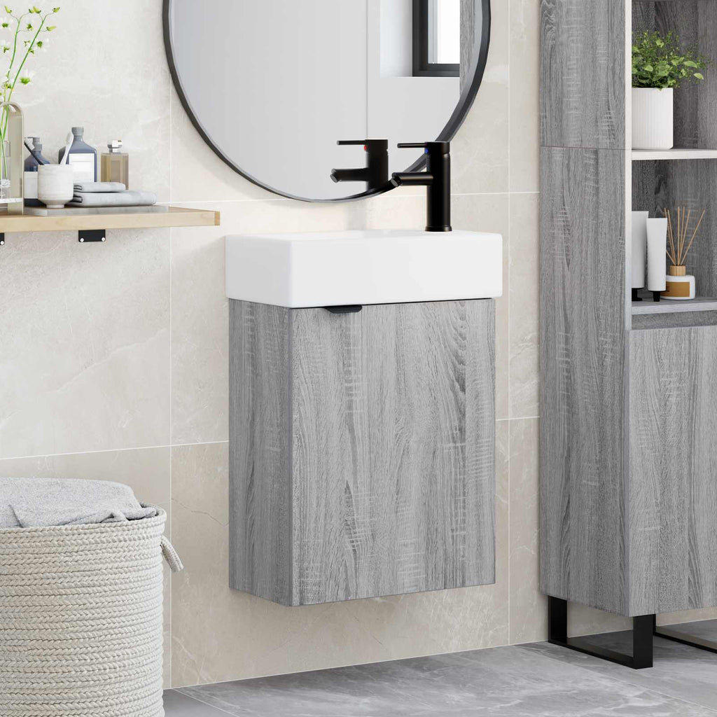 vidaXL Jednostka toaletowa z kranem Szary Sonoma 45,5 x 22,5 x 84 cm