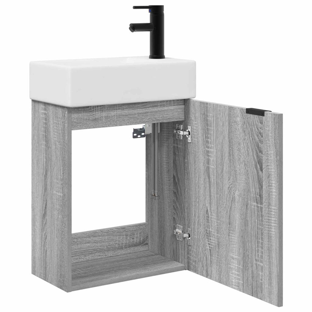 vidaXL Jednostka toaletowa z kranem Szary Sonoma 45,5 x 22,5 x 84 cm