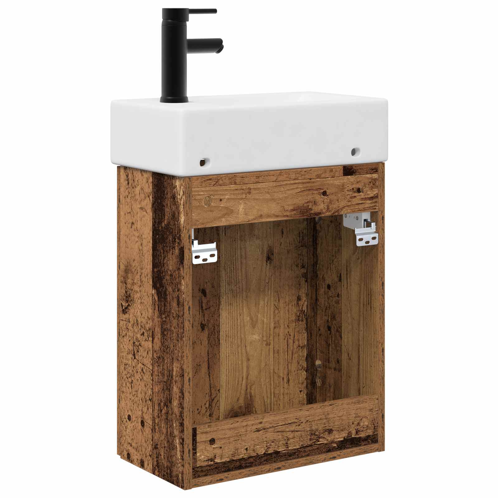 vidaXL Jednostka toaletowa z kranem Stare drewno 45,5 x 22,5 x 84 cm