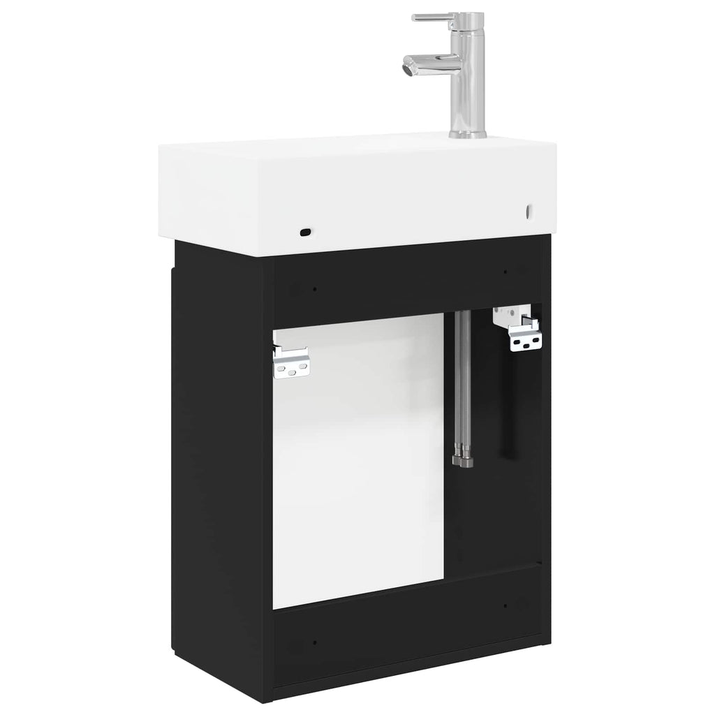 vidaXL Jednostka toaletowa z kranem Czarny 45,5 x 22,5 x 84 cm
