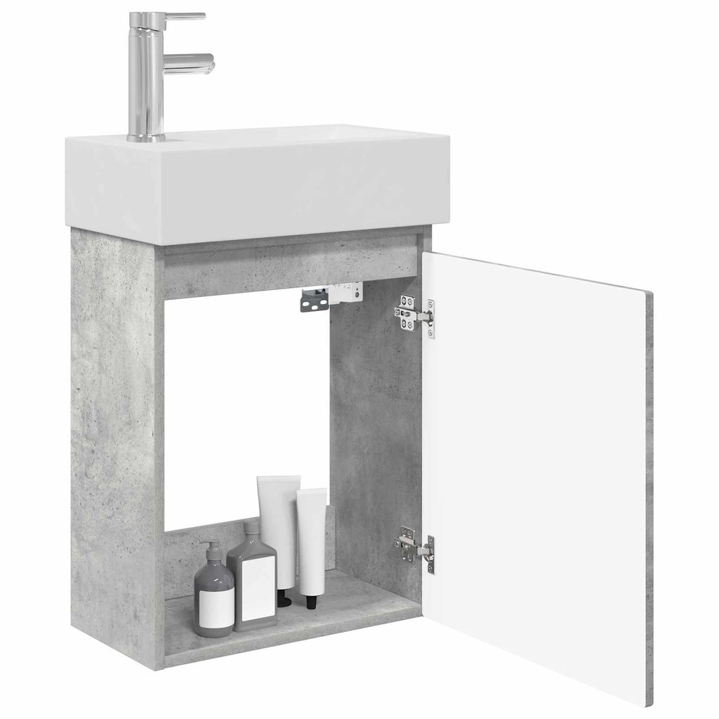 vidaXL Jednostka toaletowa z kranem Betonowy szary 45,5 x 22,5 x 84 cm