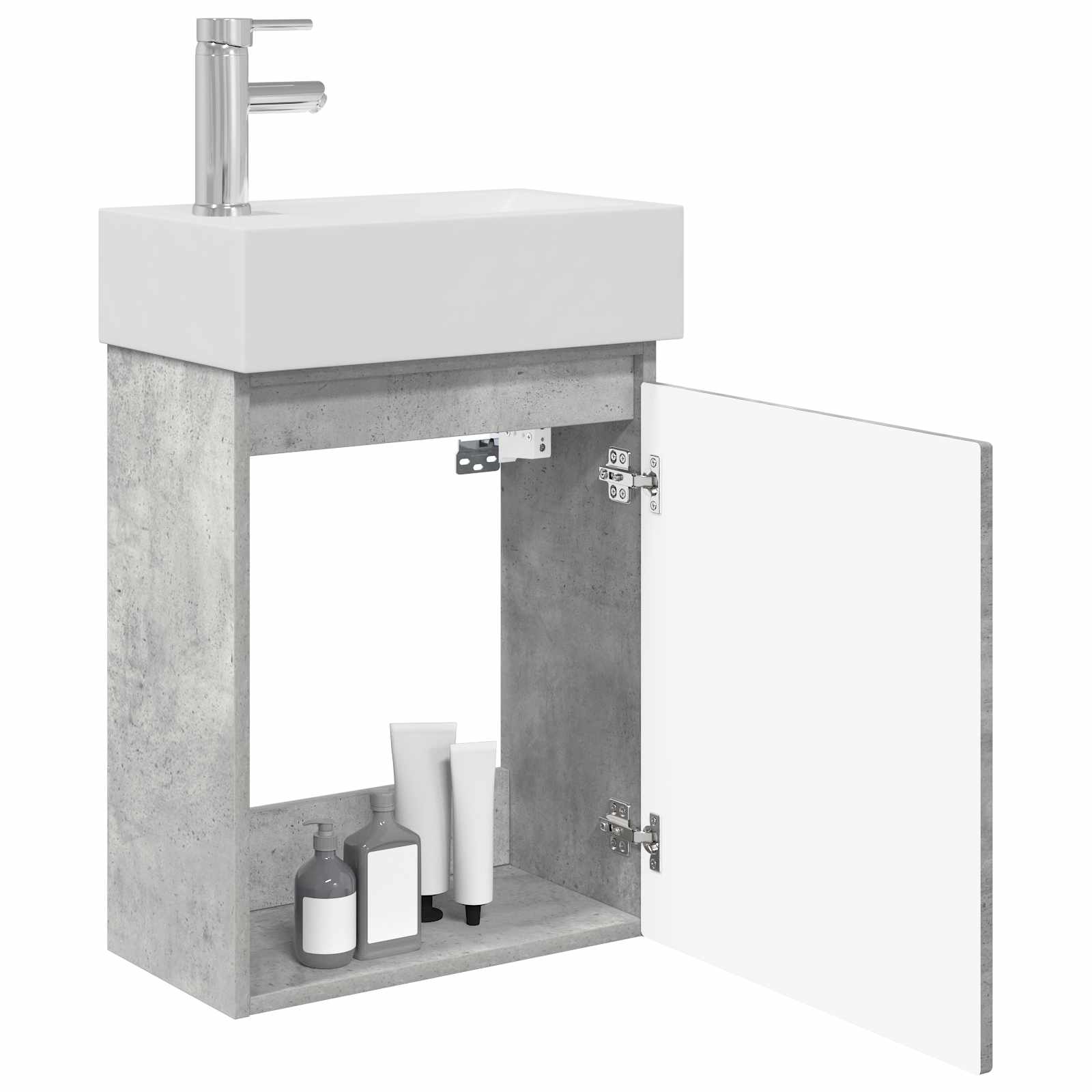 vidaXL Jednostka toaletowa z kranem Betonowy szary 45,5 x 22,5 x 84 cm