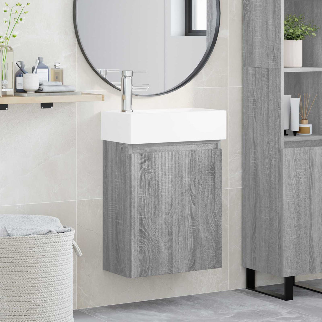 vidaXL Jednostka toaletowa z kranem Szary Sonoma 45,5 x 22,5 x 84 cm