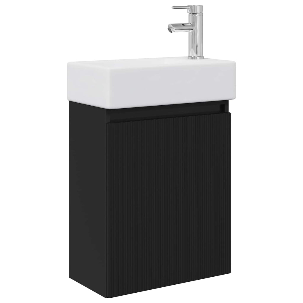 vidaXL Jednostka toaletowa z kranem Czarny 45,5 x 22,5 x 84 cm