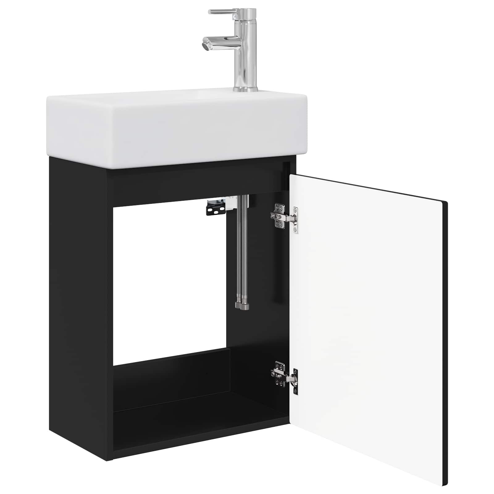 vidaXL Jednostka toaletowa z kranem Czarny 45,5 x 22,5 x 84 cm