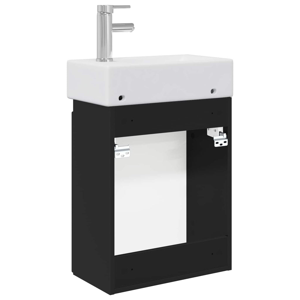 vidaXL Jednostka toaletowa z kranem Czarny 45,5 x 22,5 x 84 cm