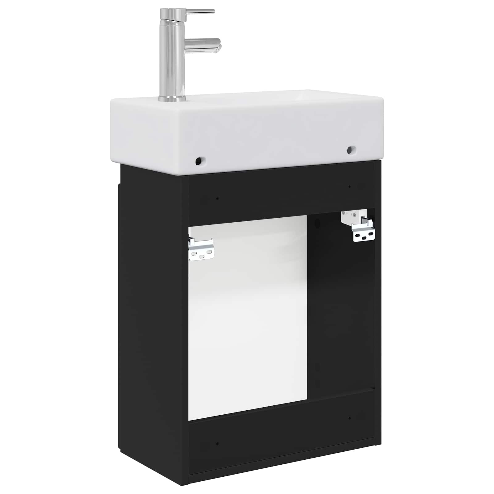 vidaXL Jednostka toaletowa z kranem Czarny 45,5 x 22,5 x 84 cm