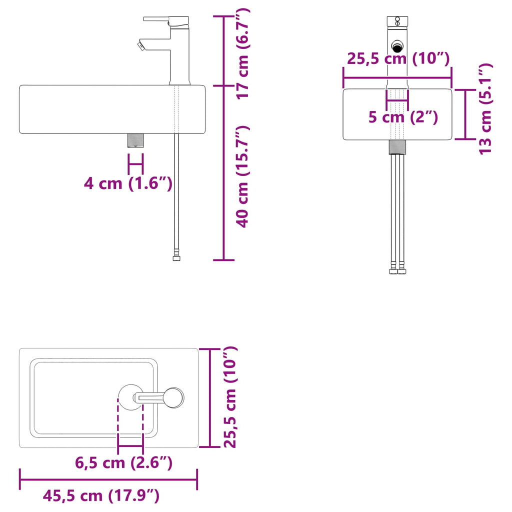 vidaXL Jednostka toaletowa z kranem Czarny 45,5 x 22,5 x 84 cm