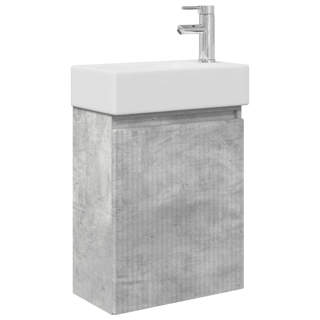 vidaXL Jednostka toaletowa z kranem Betonowy szary 45,5 x 22,5 x 84 cm
