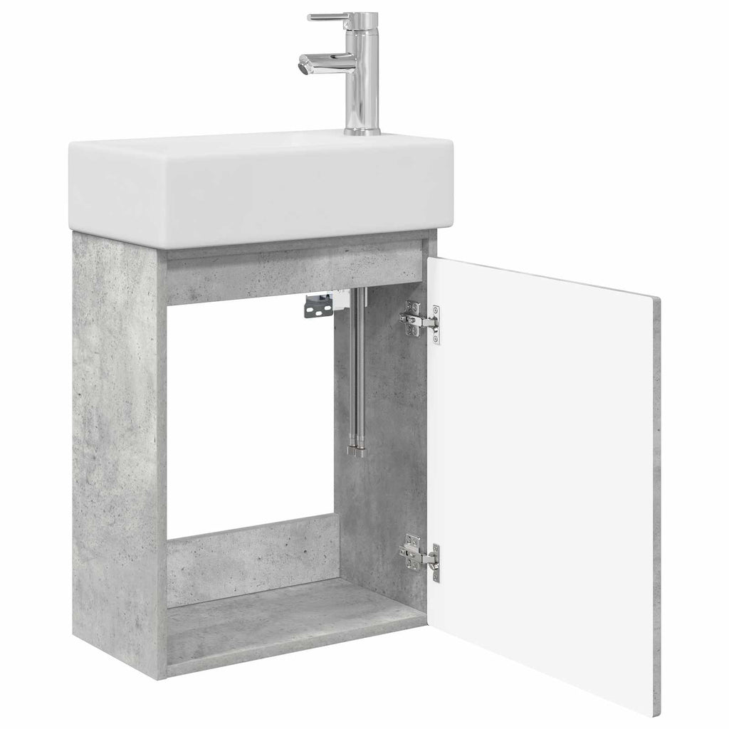 vidaXL Jednostka toaletowa z kranem Betonowy szary 45,5 x 22,5 x 84 cm