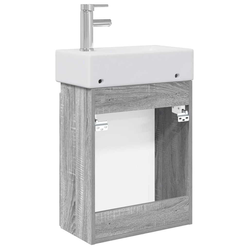 vidaXL Jednostka toaletowa z kranem Szary Sonoma 45,5 x 22,5 x 84 cm