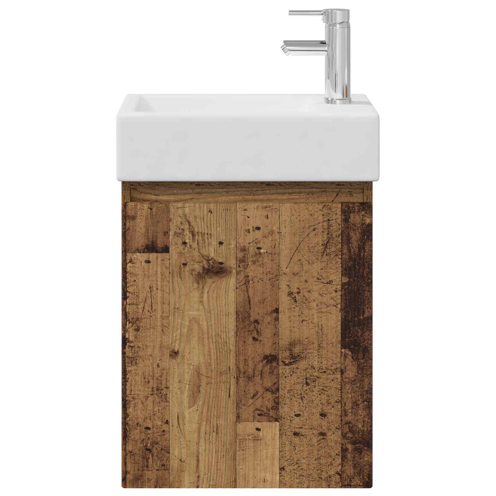 vidaXL Jednostka toaletowa z kranem Stare drewno 45,5 x 22,5 x 84 cm