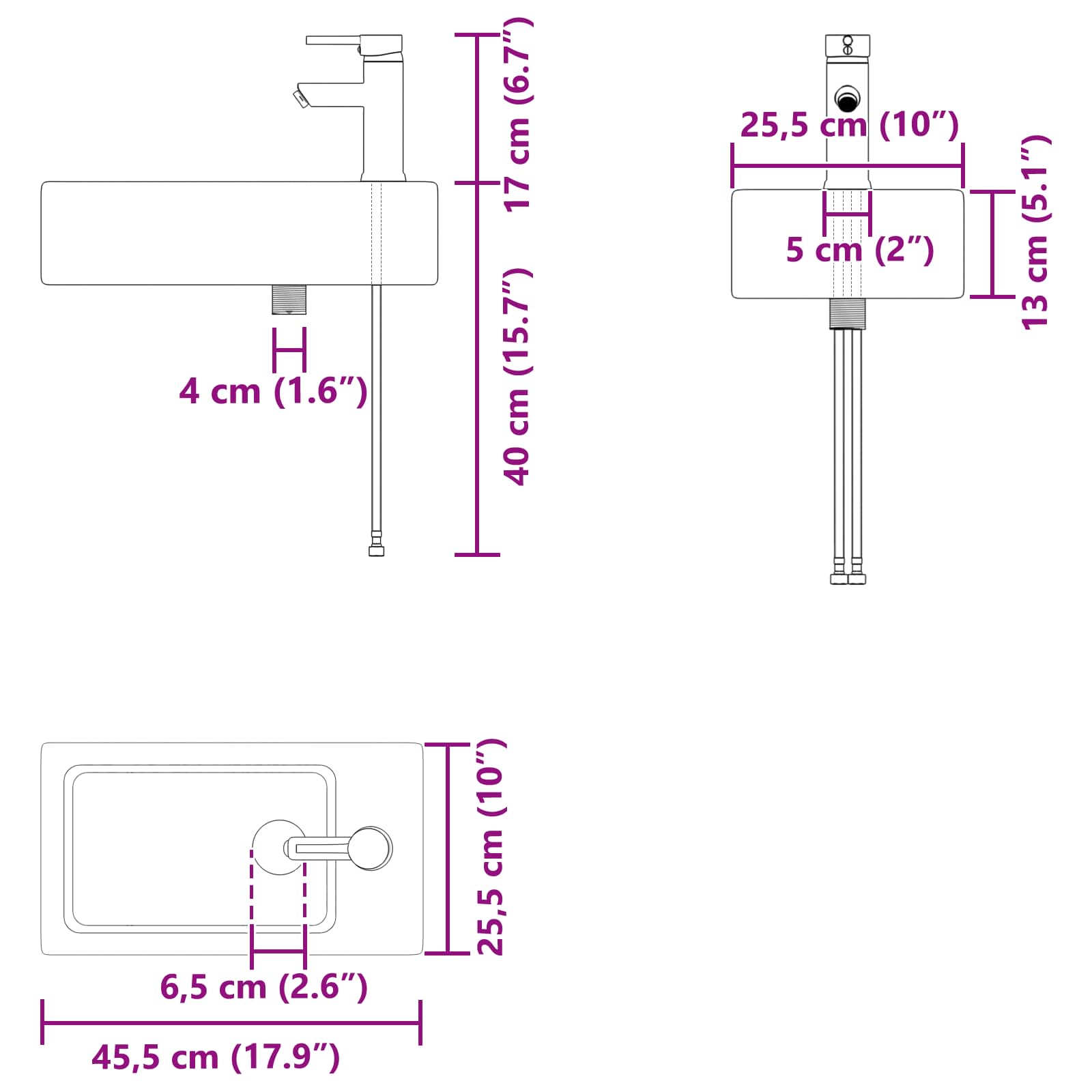vidaXL Jednostka toaletowa z kranem Stare drewno 45,5 x 22,5 x 84 cm