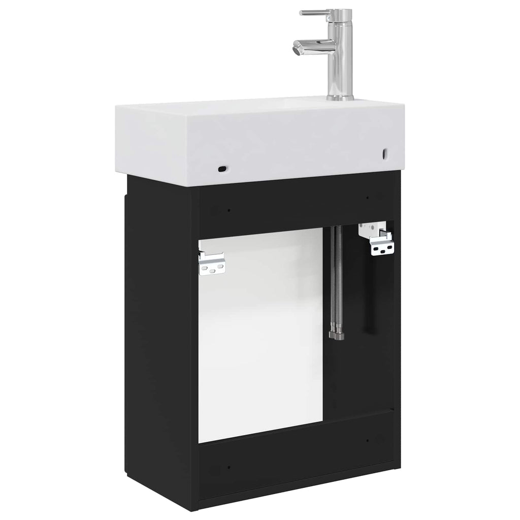 vidaXL Jednostka toaletowa z kranem Czarny 45,5 x 22,5 x 84 cm