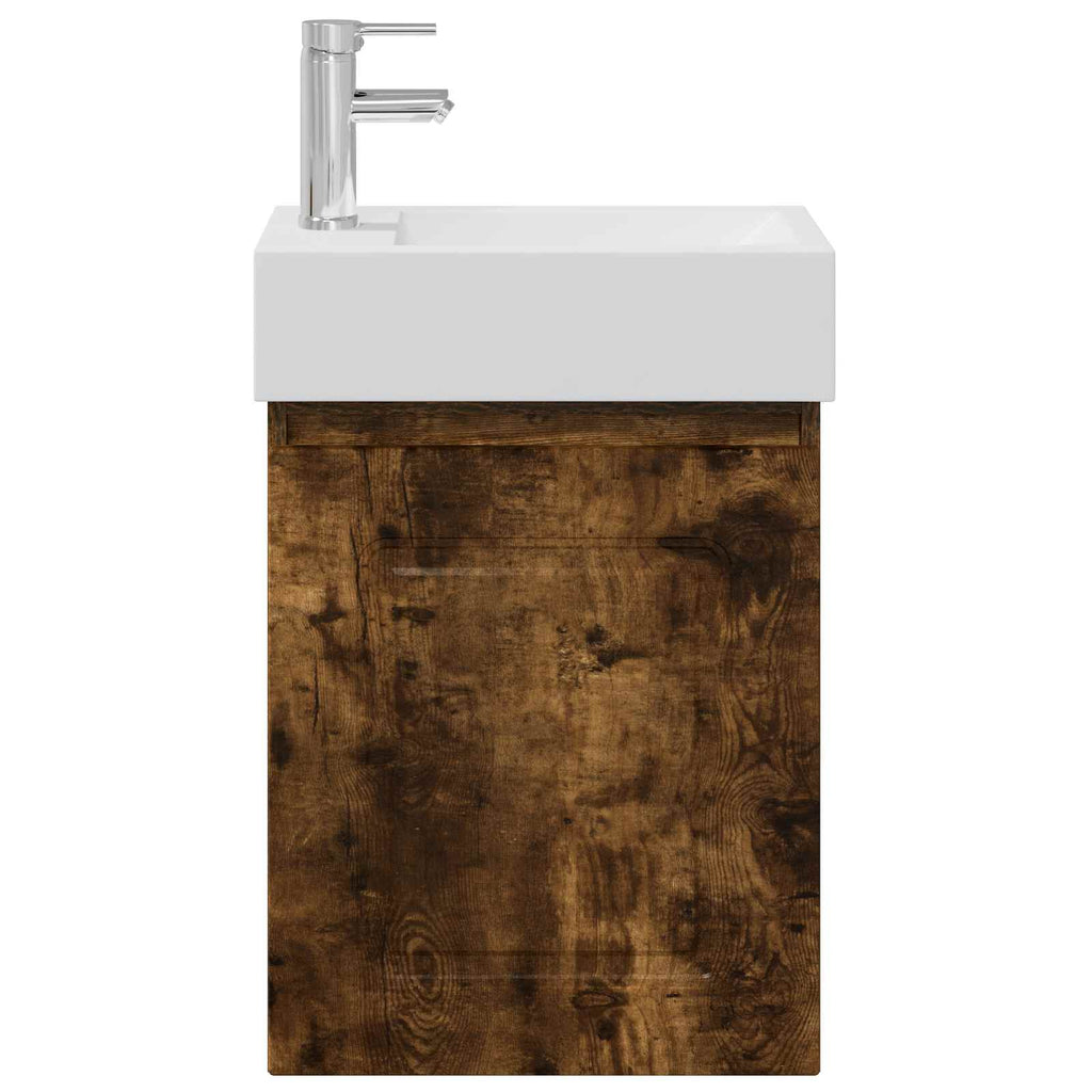 vidaXL Jednostka toaletowa z kranem Dąb wędzony 45,5 x 22,5 x 84 cm
