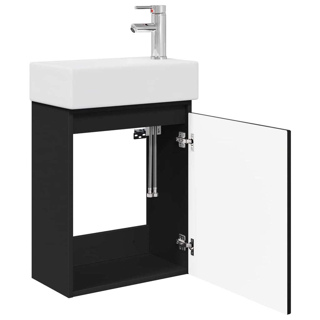 vidaXL Jednostka toaletowa z kranem Czarny 45,5 x 22,5 x 84 cm