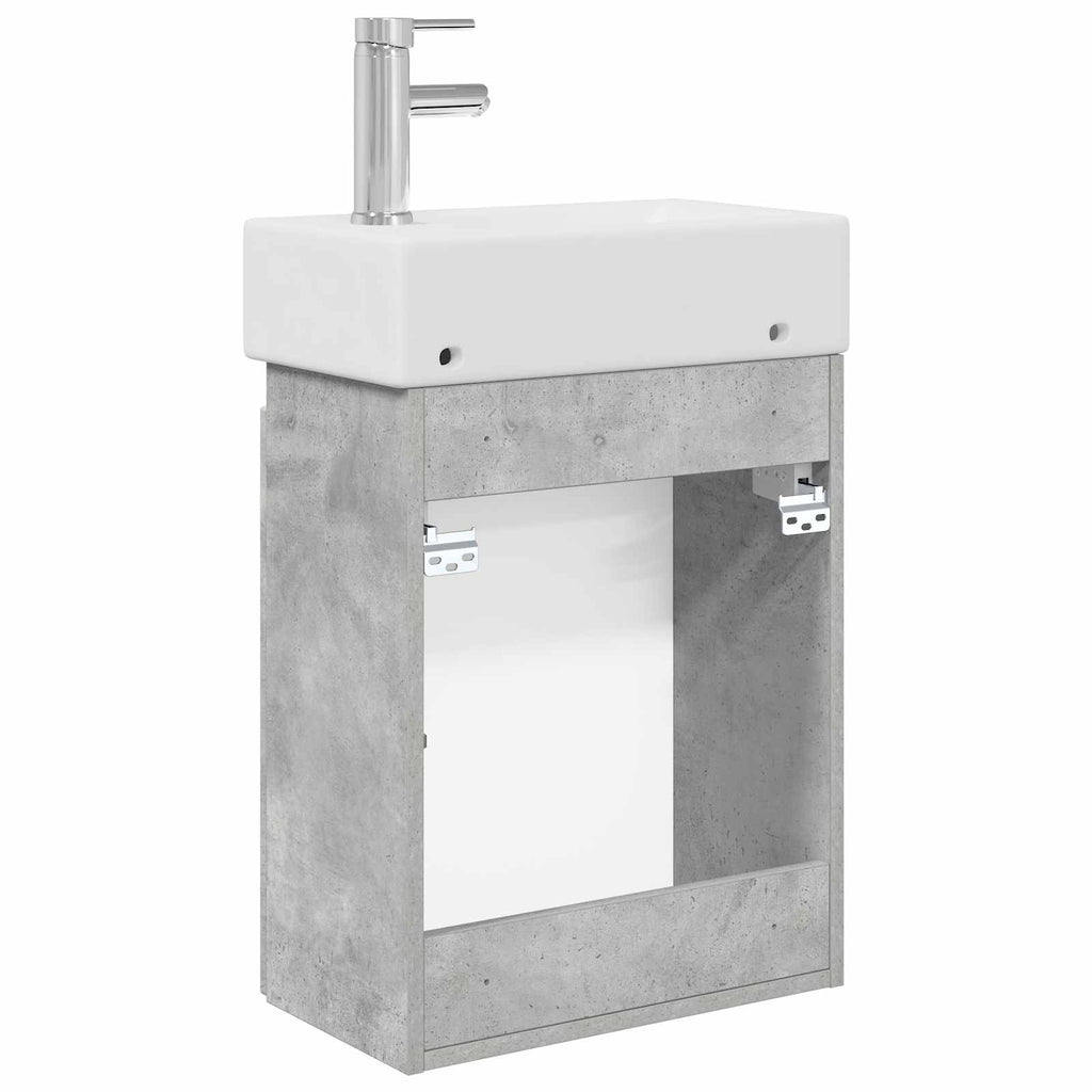 vidaXL Jednostka toaletowa z kranem Betonowy szary 45,5 x 22,5 x 84 cm