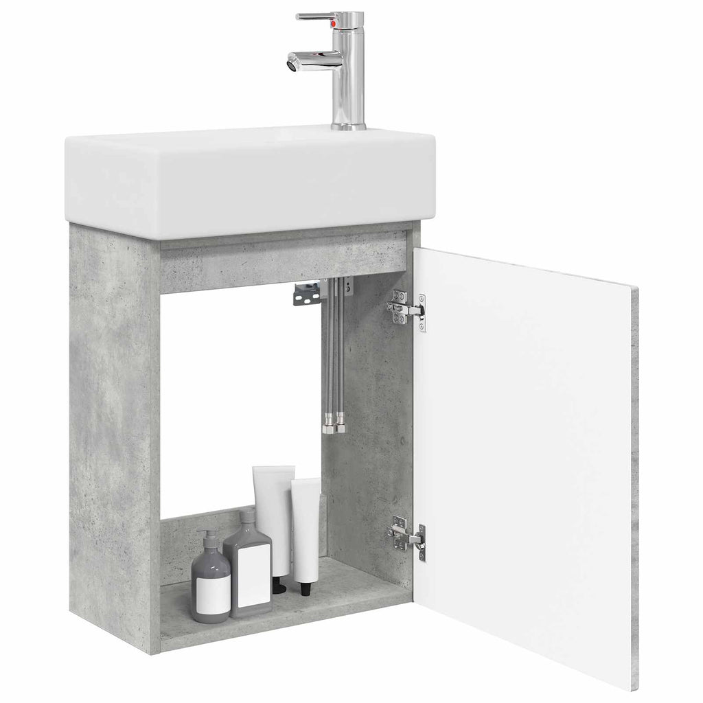 vidaXL Jednostka toaletowa z kranem Betonowy szary 45,5 x 22,5 x 84 cm