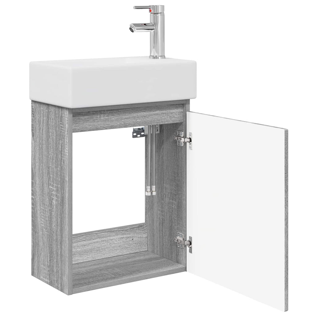 vidaXL Jednostka toaletowa z kranem Szary Sonoma 45,5 x 22,5 x 84 cm