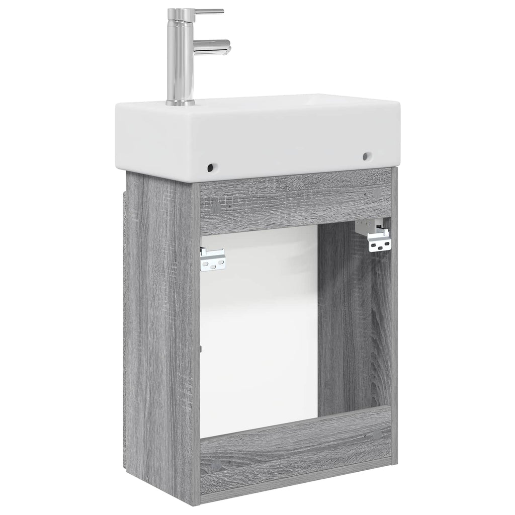 vidaXL Jednostka toaletowa z kranem Szary Sonoma 45,5 x 22,5 x 84 cm