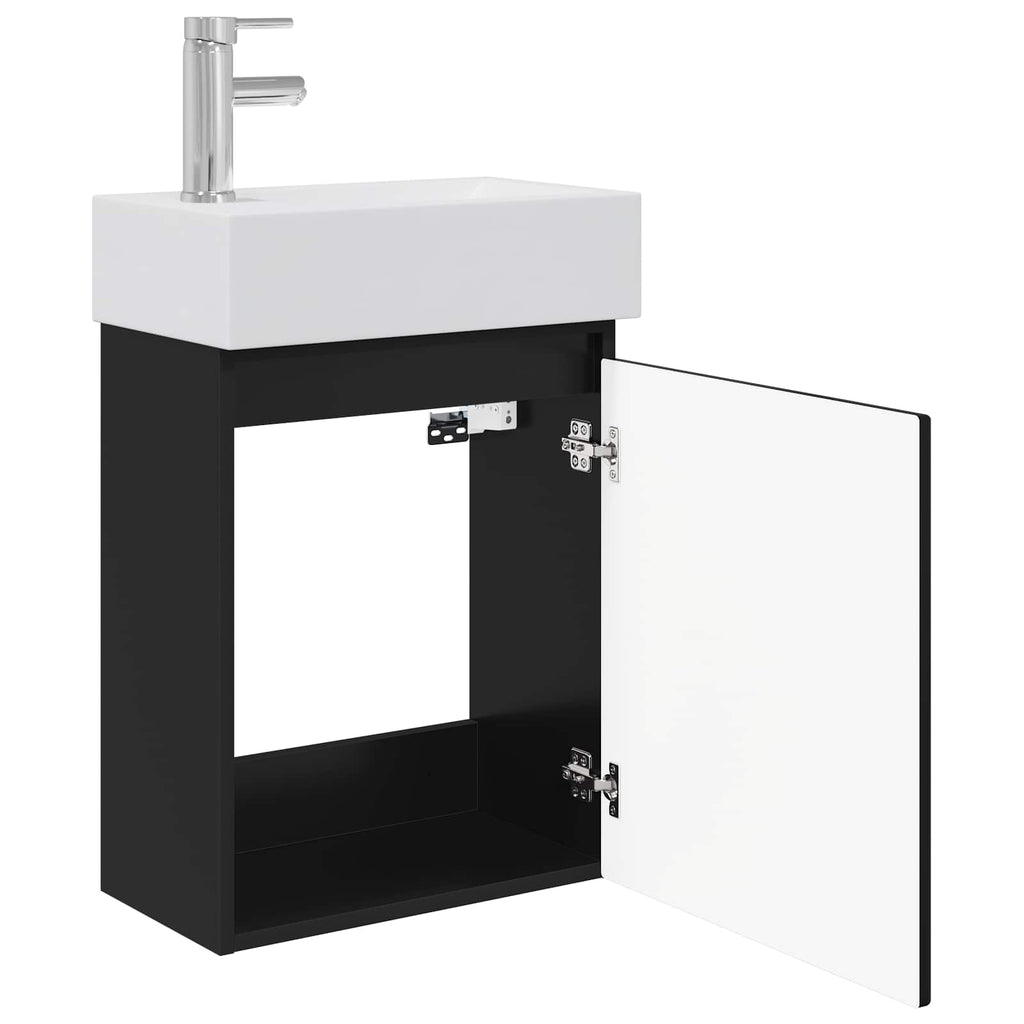 vidaXL Jednostka toaletowa z kranem Czarny 45,5 x 25,5 x 84 cm