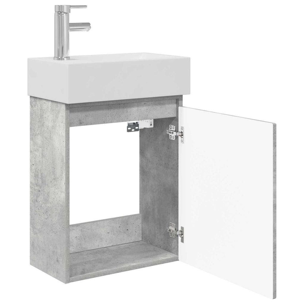 vidaXL Jednostka toaletowa z kranem Betonowy szary 45,5 x 25,5 x 84 cm
