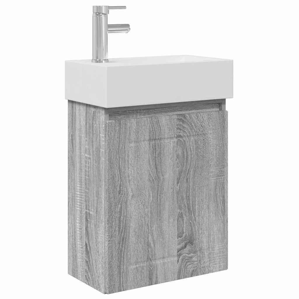 vidaXL Jednostka toaletowa z kranem Szary Sonoma 45,5 x 25,5 x 84 cm