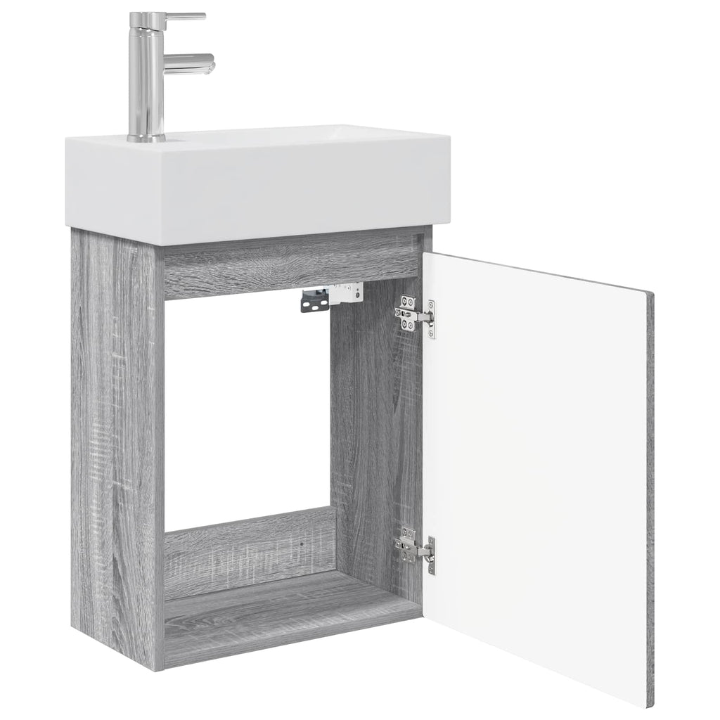 vidaXL Jednostka toaletowa z kranem Szary Sonoma 45,5 x 25,5 x 84 cm