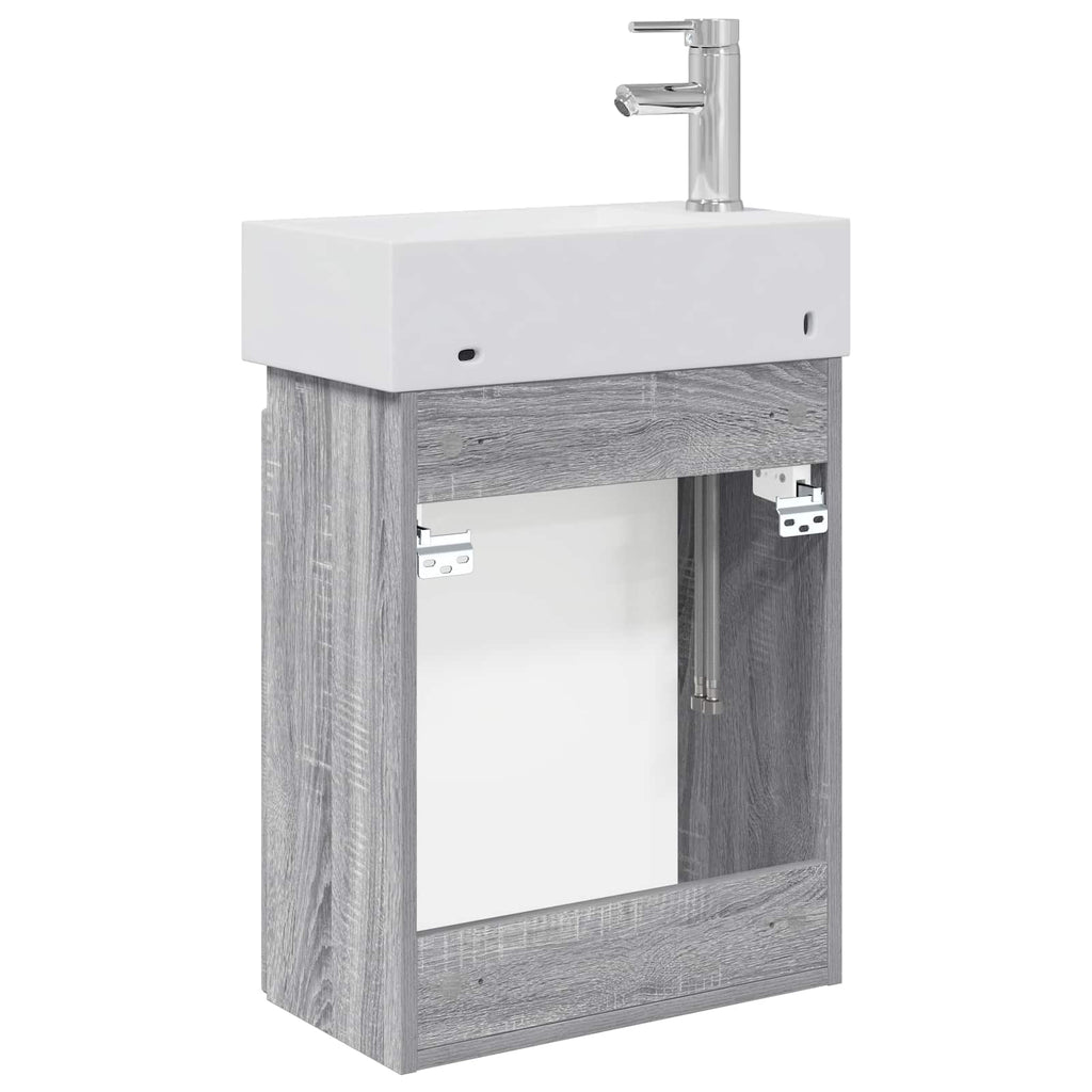 vidaXL Jednostka toaletowa z kranem Szary Sonoma 45,5 x 25,5 x 84 cm