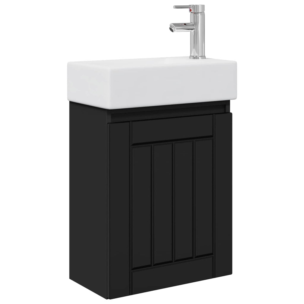 vidaXL Jednostka toaletowa z kranem Czarny 45,5 x 25,5 x 84 cm