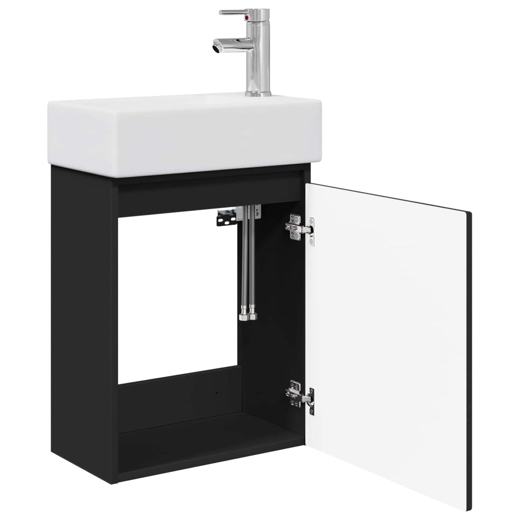 vidaXL Jednostka toaletowa z kranem Czarny 45,5 x 25,5 x 84 cm