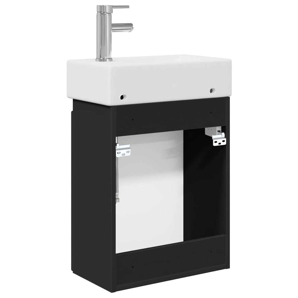 vidaXL Jednostka toaletowa z kranem Czarny 45,5 x 25,5 x 84 cm