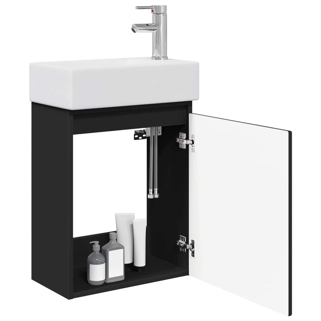 vidaXL Jednostka toaletowa z kranem Czarny 45,5 x 25,5 x 84 cm