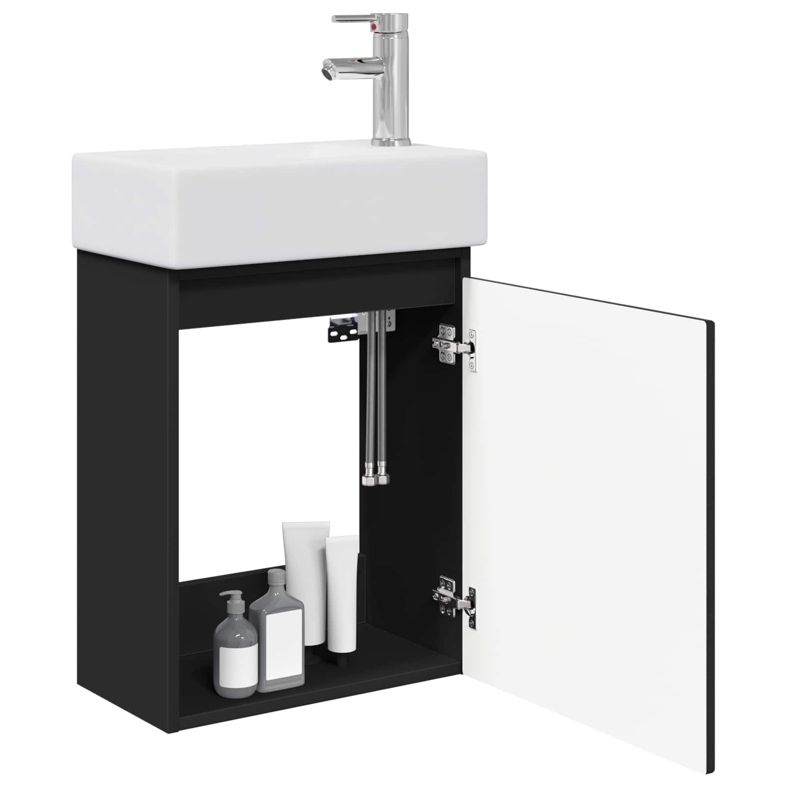 vidaXL Jednostka toaletowa z kranem Czarny 45,5 x 25,5 x 84 cm