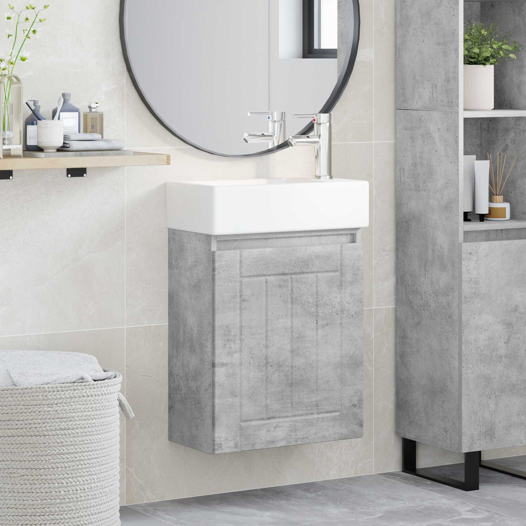 vidaXL Jednostka toaletowa z kranem Betonowy szary 45,5 x 25,5 x 84 cm
