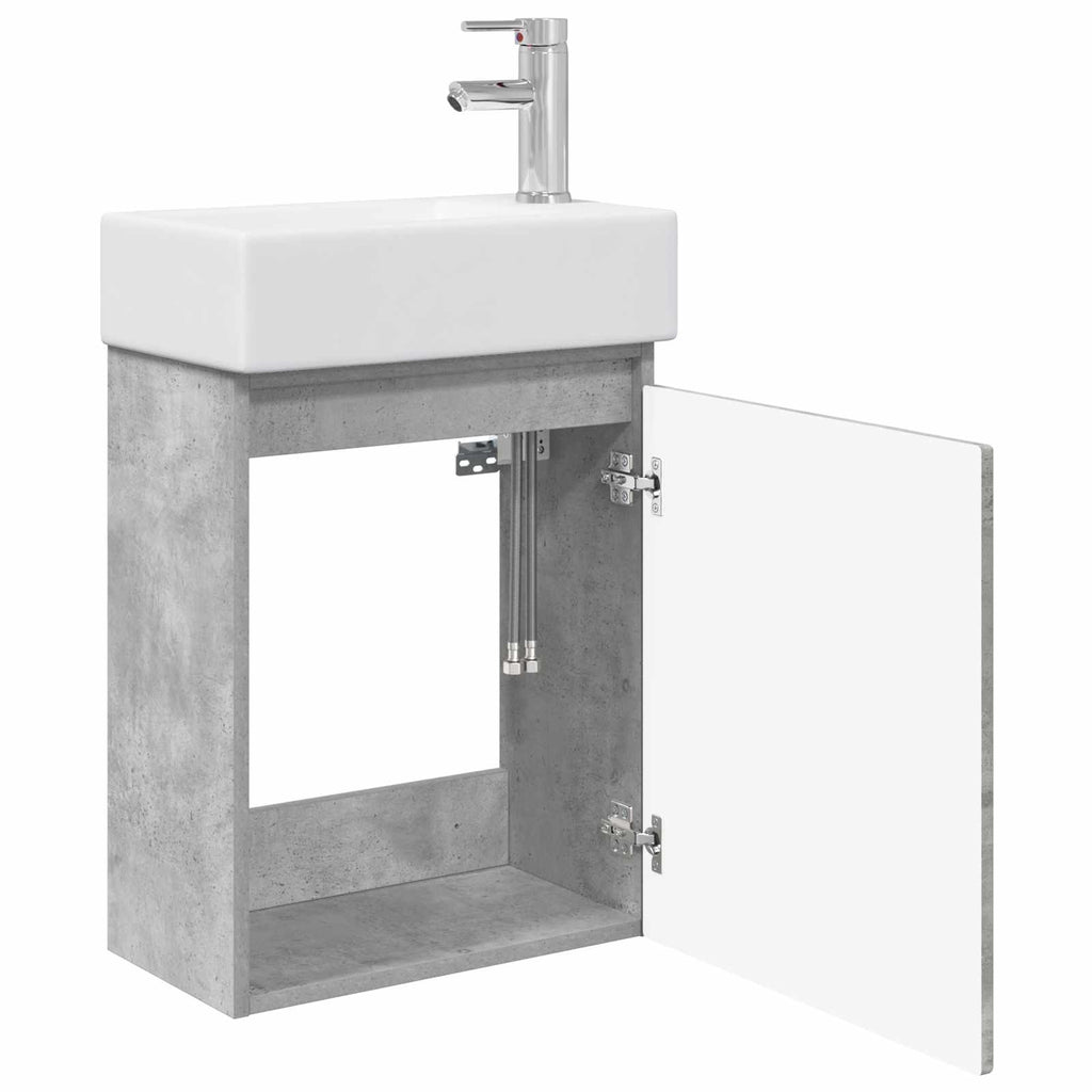 vidaXL Jednostka toaletowa z kranem Betonowy szary 45,5 x 25,5 x 84 cm