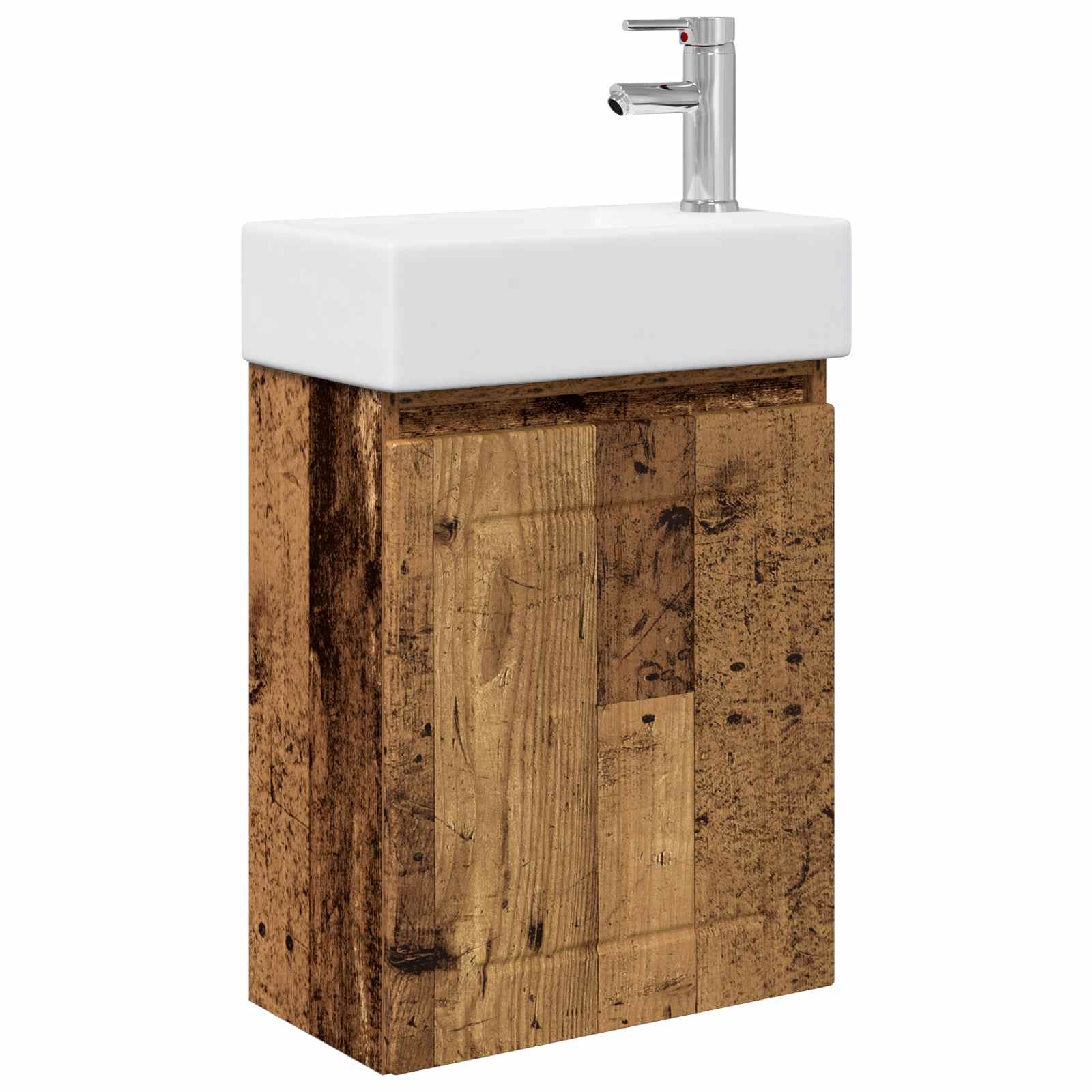 vidaXL Jednostka toaletowa z kranem Stare drewno 45,5 x 25,5 x 84 cm