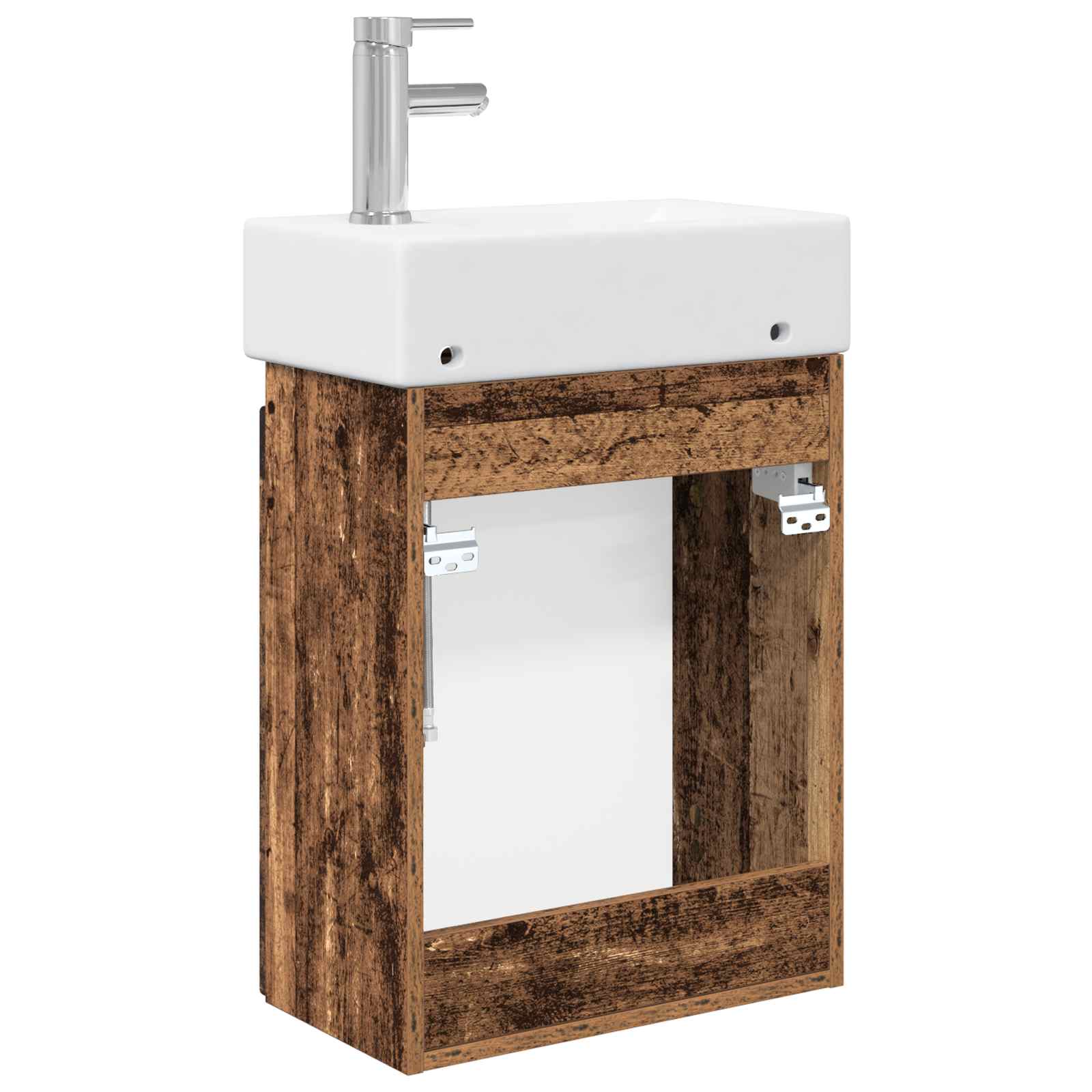 vidaXL Jednostka toaletowa z kranem Stare drewno 45,5 x 25,5 x 84 cm