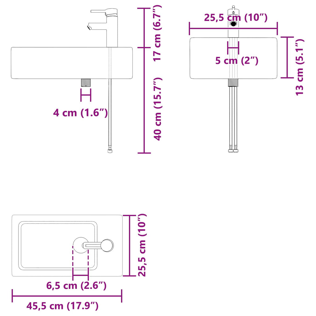 vidaXL Jednostka toaletowa z kranem Stare drewno 45,5 x 25,5 x 84 cm