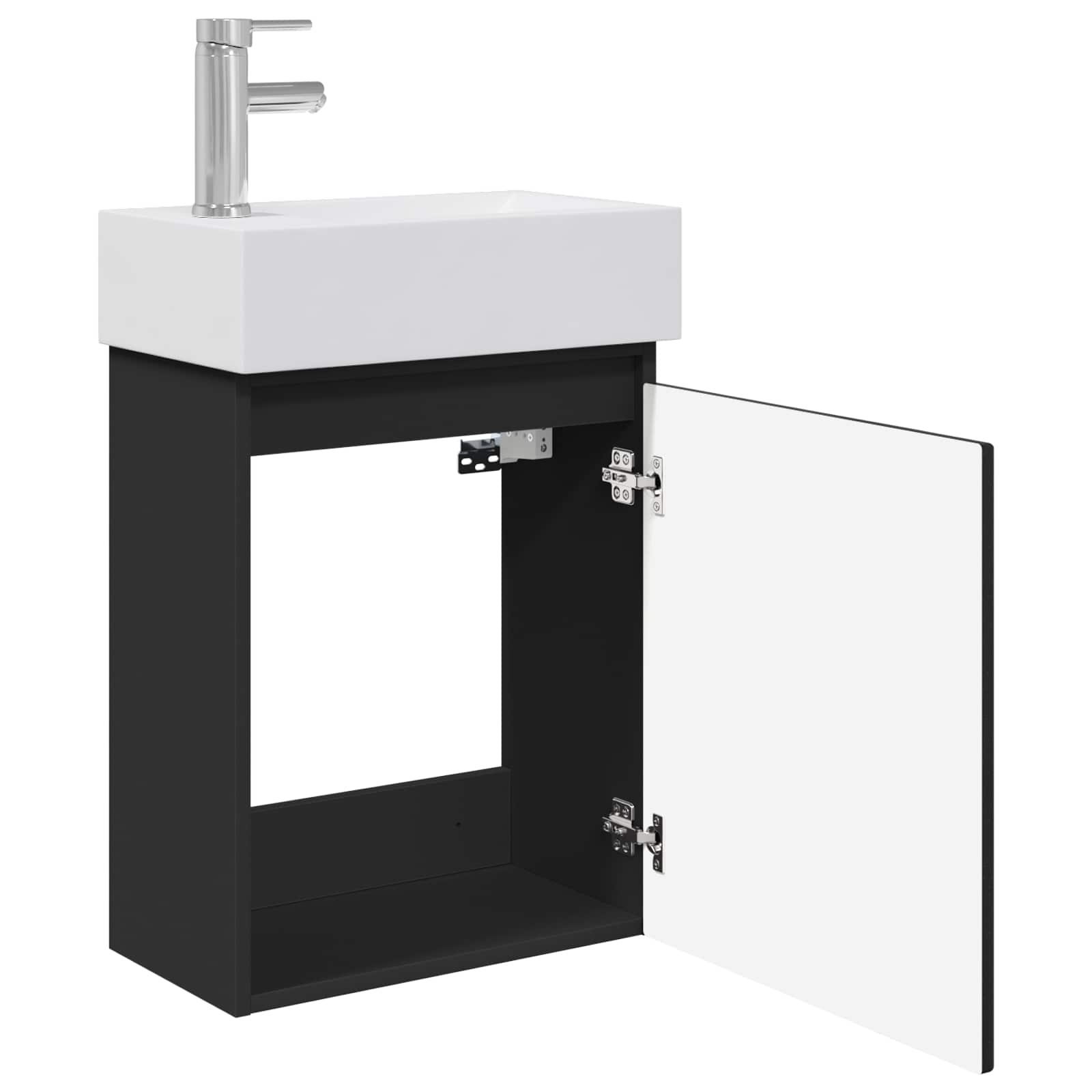 vidaXL Jednostka toaletowa z kranem Czarny 45,5 x 22,5 x 84 cm