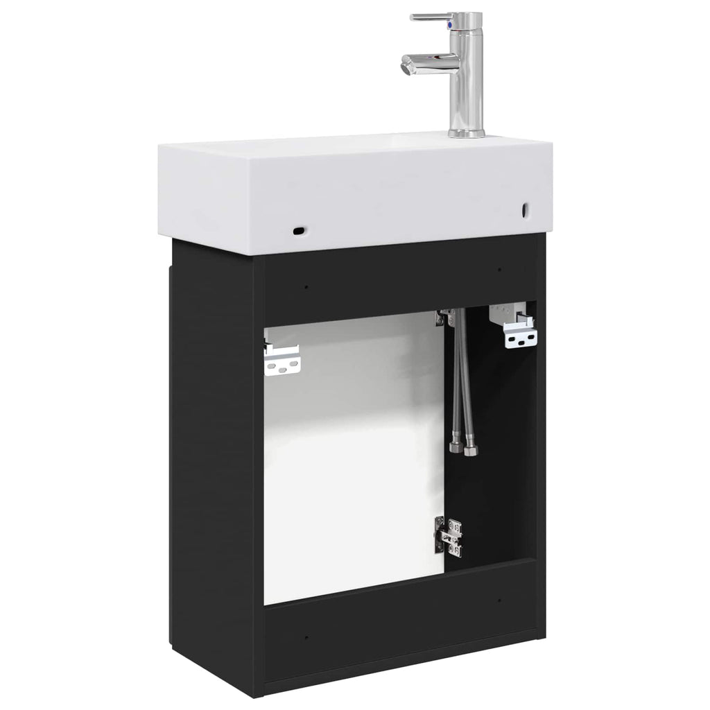 vidaXL Jednostka toaletowa z kranem Czarny 45,5 x 22,5 x 84 cm