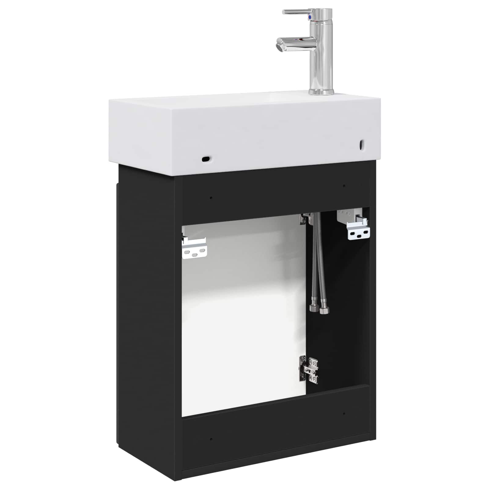 vidaXL Jednostka toaletowa z kranem Czarny 45,5 x 22,5 x 84 cm